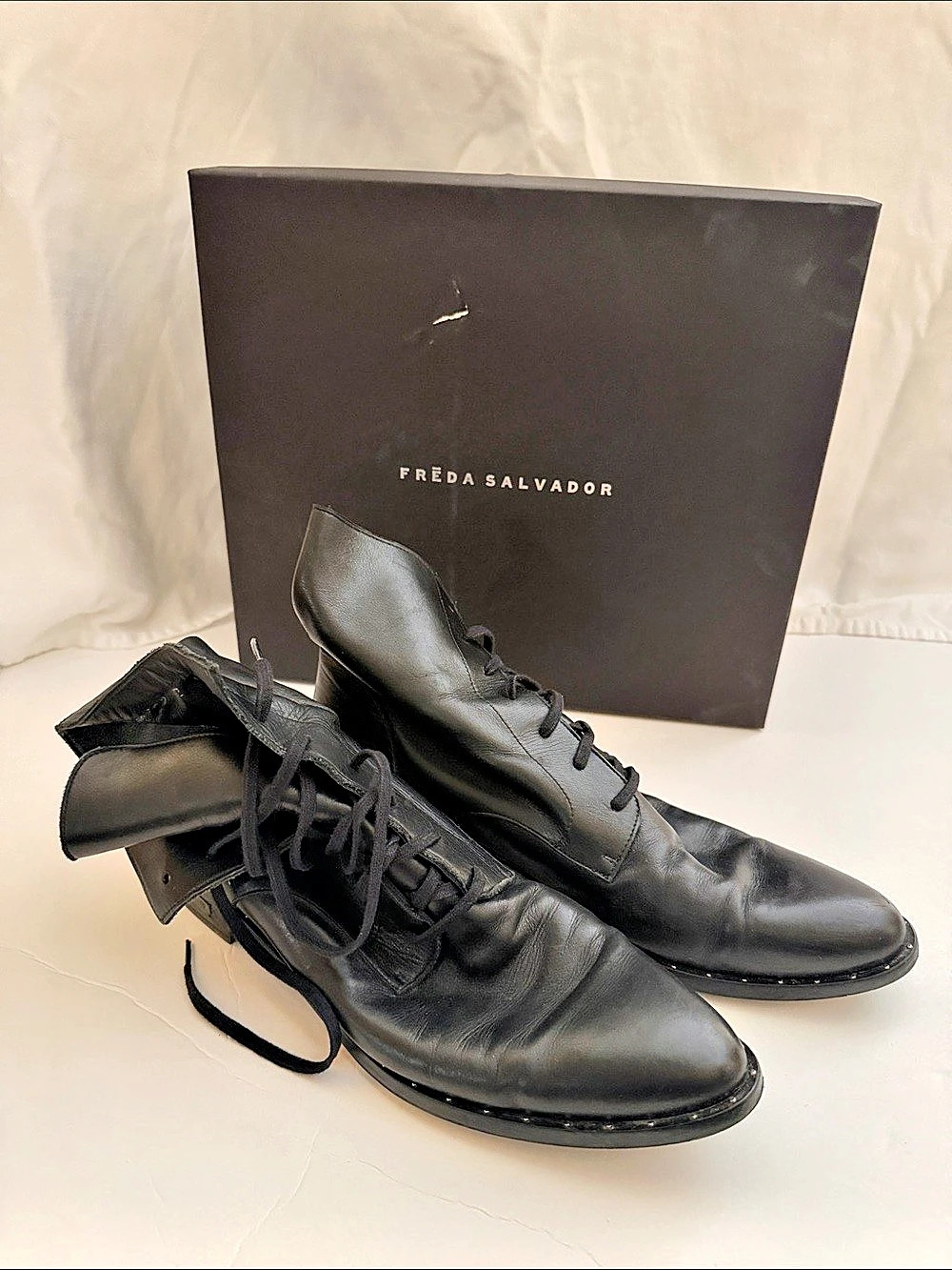 Freda Salvador Raff Black Leather Boots US 10 M